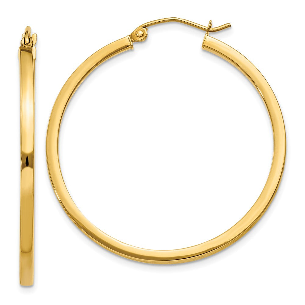14K Gelbgold 2mm Quadratisch Röhre Creolen
