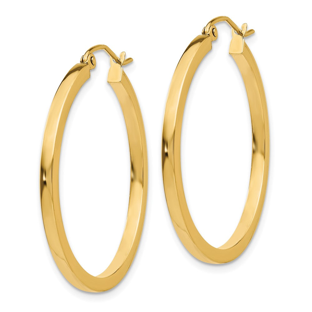 14K Gelbgold 2mm Quadratisch Röhre Creolen