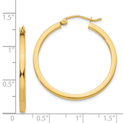 14K Gelbgold 2mm Quadratisch Röhre Creolen