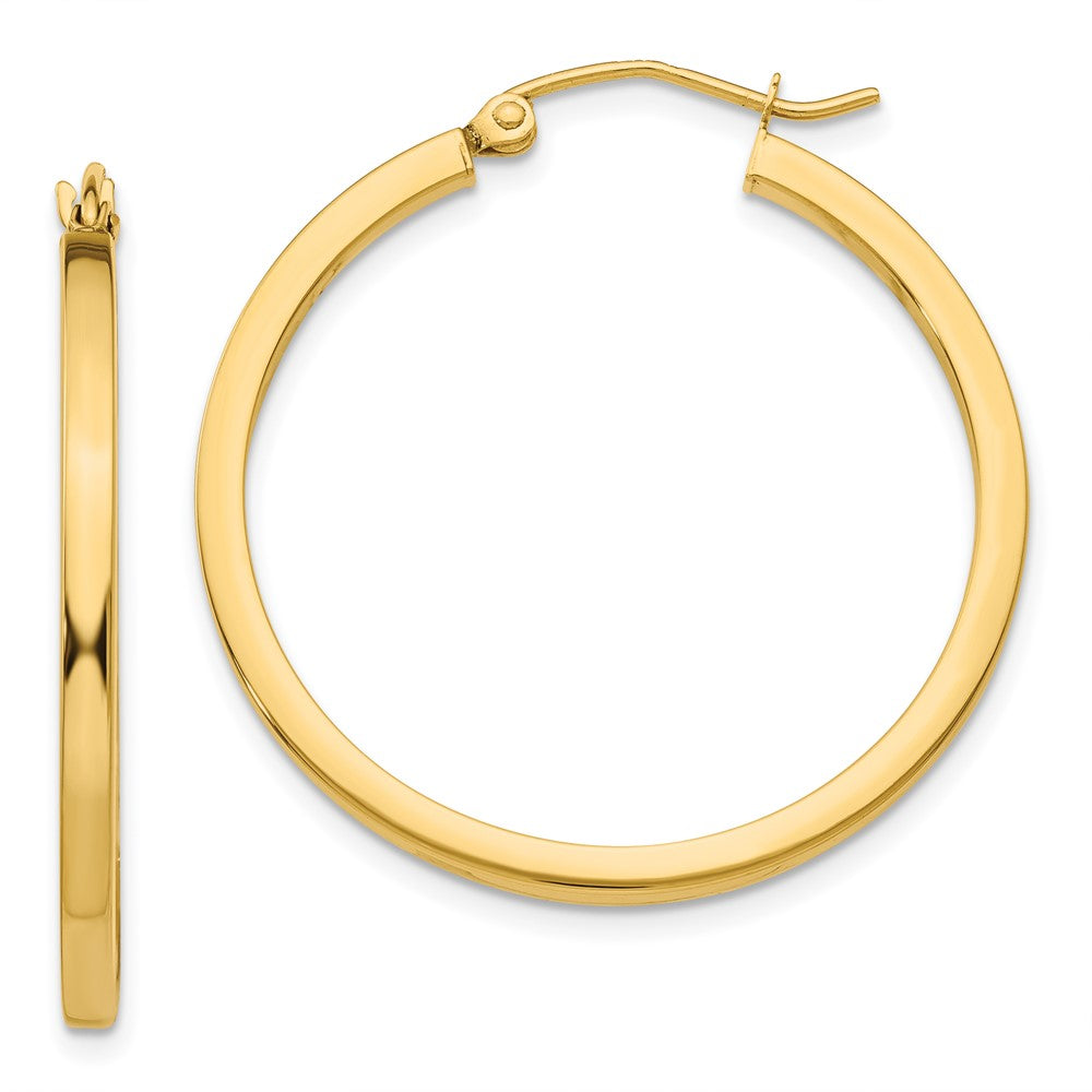 14K Gelbgold 2mm Quadratisch Röhre Creolen