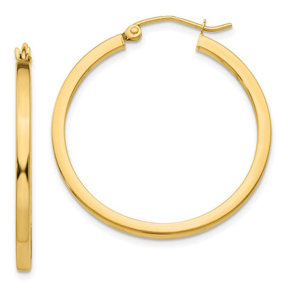 14K Gelbgold 2mm Quadratisch Röhre Creolen