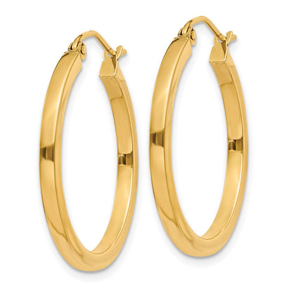 14K Gelbgold 2mm Quadratisch Röhre Creolen