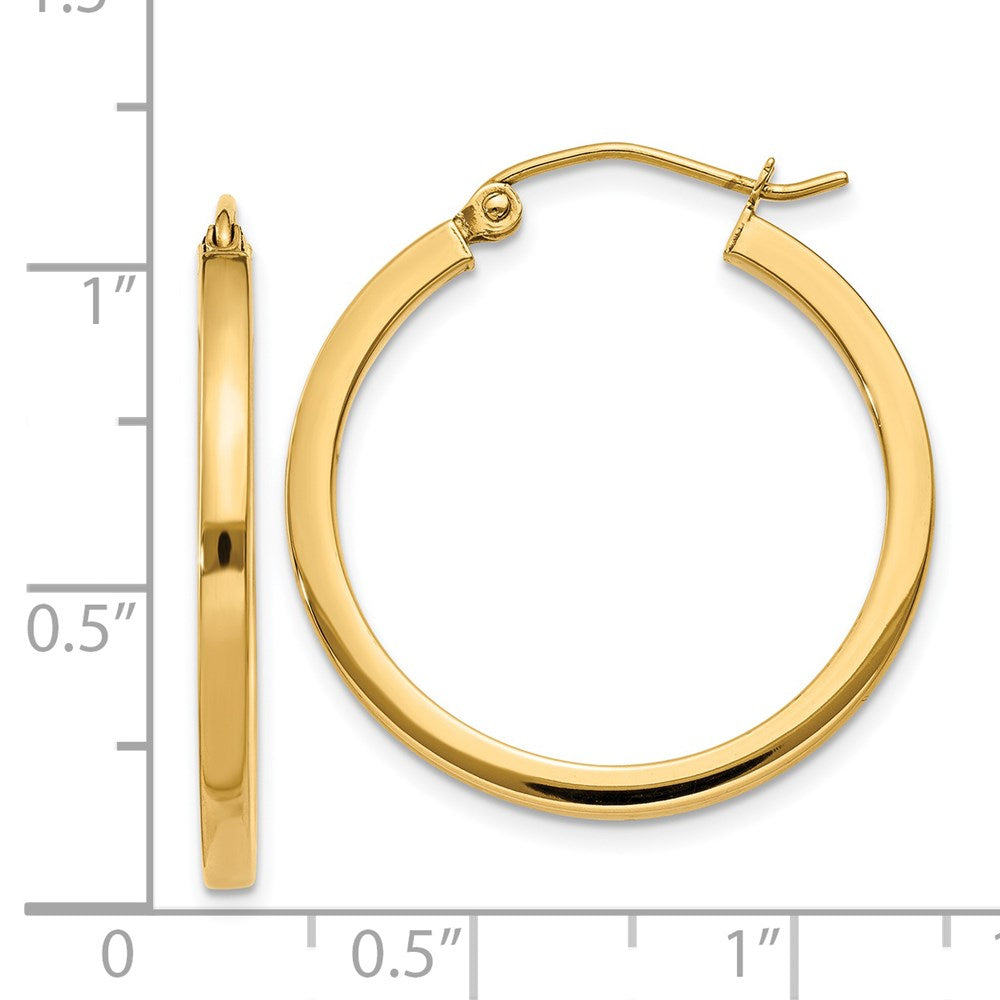 14K Gelbgold 2mm Quadratisch Röhre Creolen