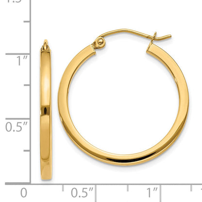 14K Gelbgold 2mm Quadratisch Röhre Creolen