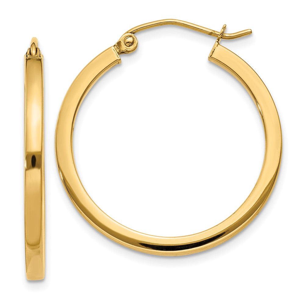 14K Gelbgold 2mm Quadratisch Röhre Creolen