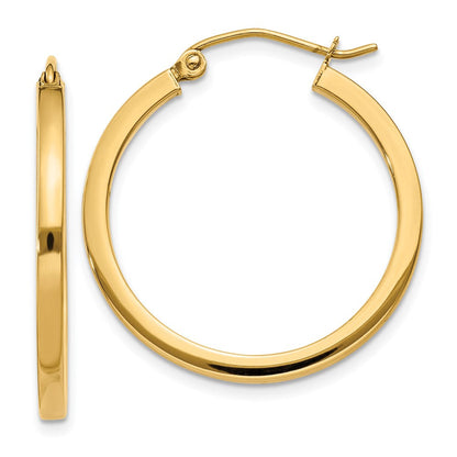 14K Gelbgold 2mm Quadratisch Röhre Creolen