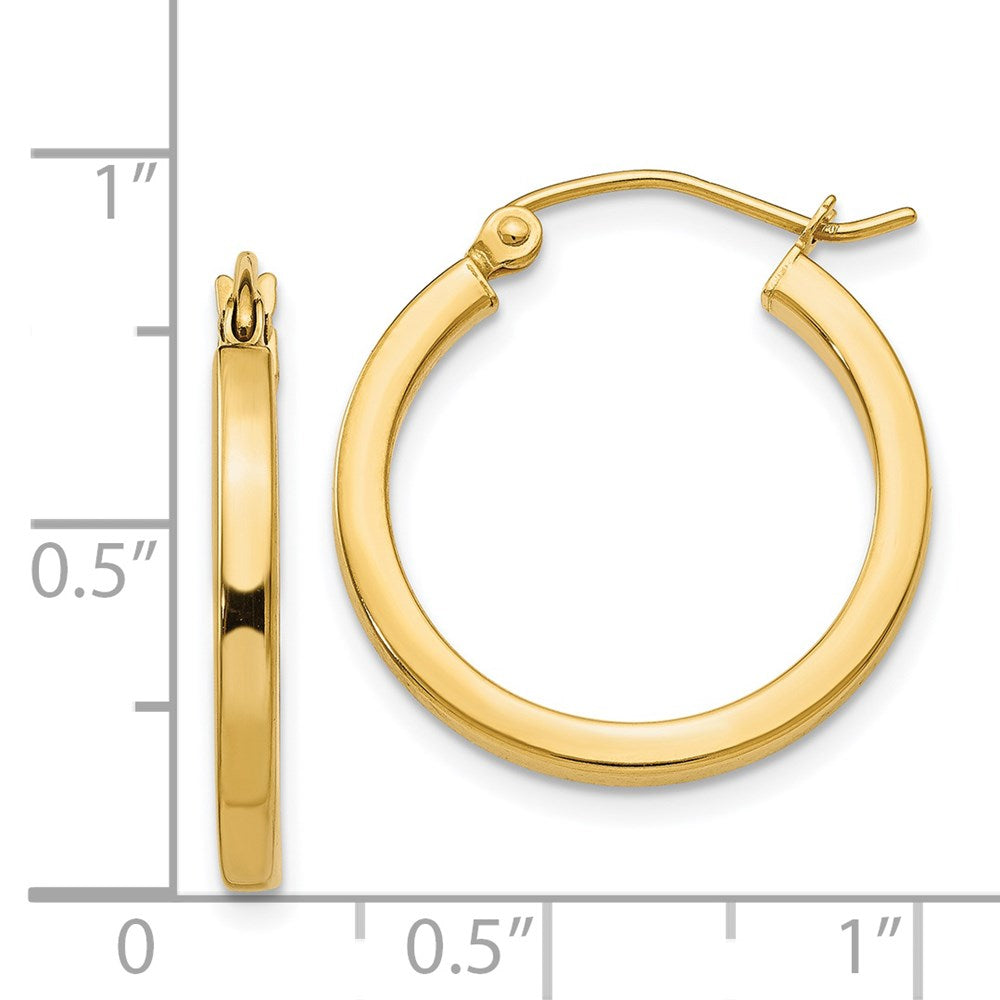 14K Gelbgold 2mm Quadratisch Röhre Creolen