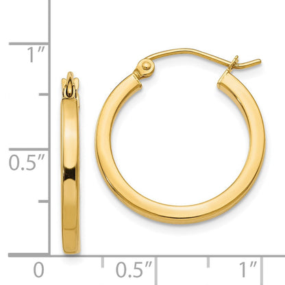 14K Gelbgold 2mm Quadratisch Röhre Creolen