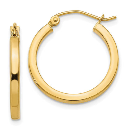 14K Gelbgold 2mm Quadratisch Röhre Creolen