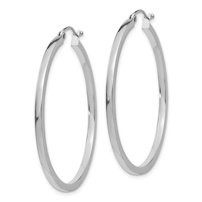 14K Weißgold 2mm Quadratisch Röhre Creolen