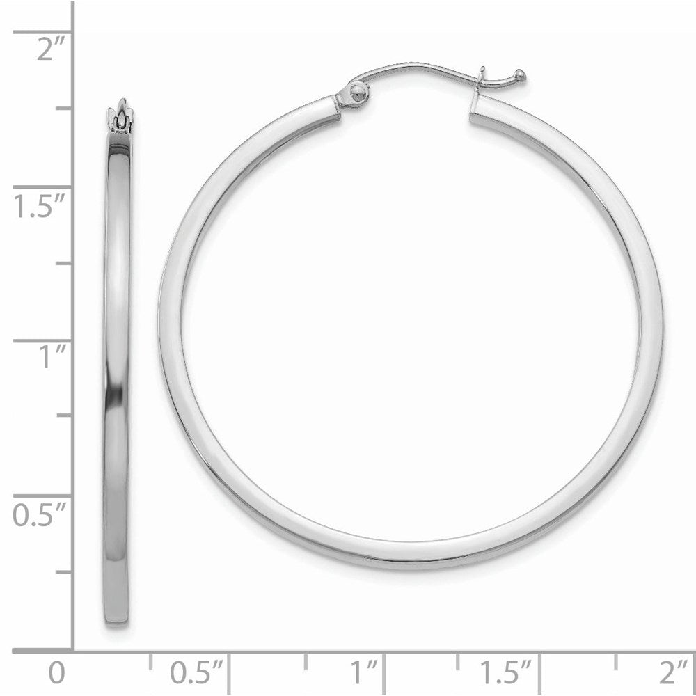 14K Weißgold 2mm Quadratisch Röhre Creolen