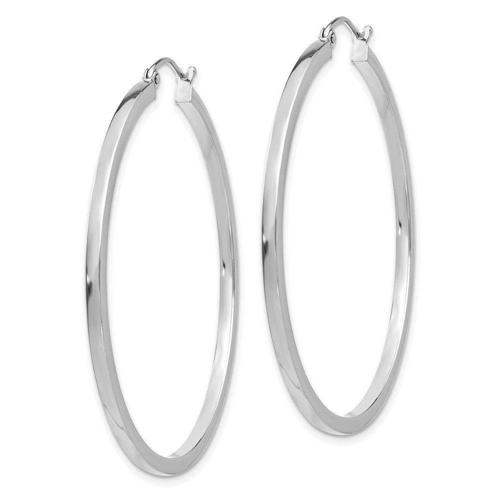 14K Weißgold 2mm Quadratisch Röhre Creolen