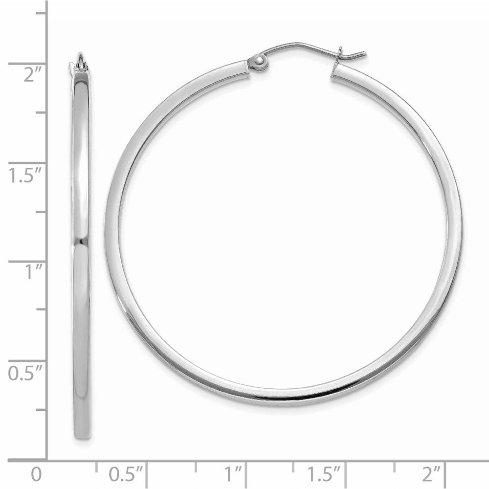 14K Weißgold 2mm Quadratisch Röhre Creolen