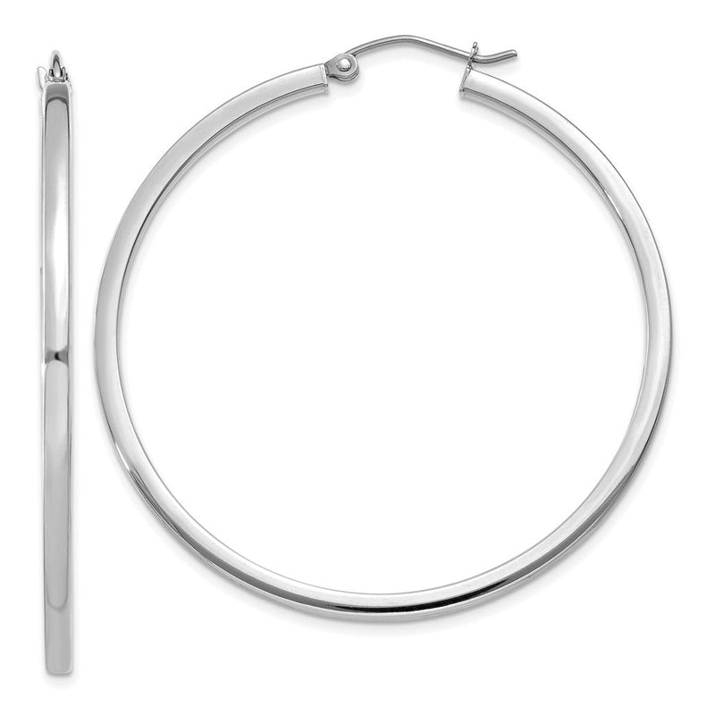 14K Weißgold 2mm Quadratisch Röhre Creolen