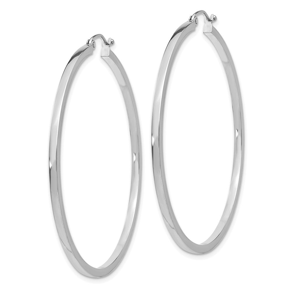 14K Weißgold 2mm Quadratisch Röhre Creolen