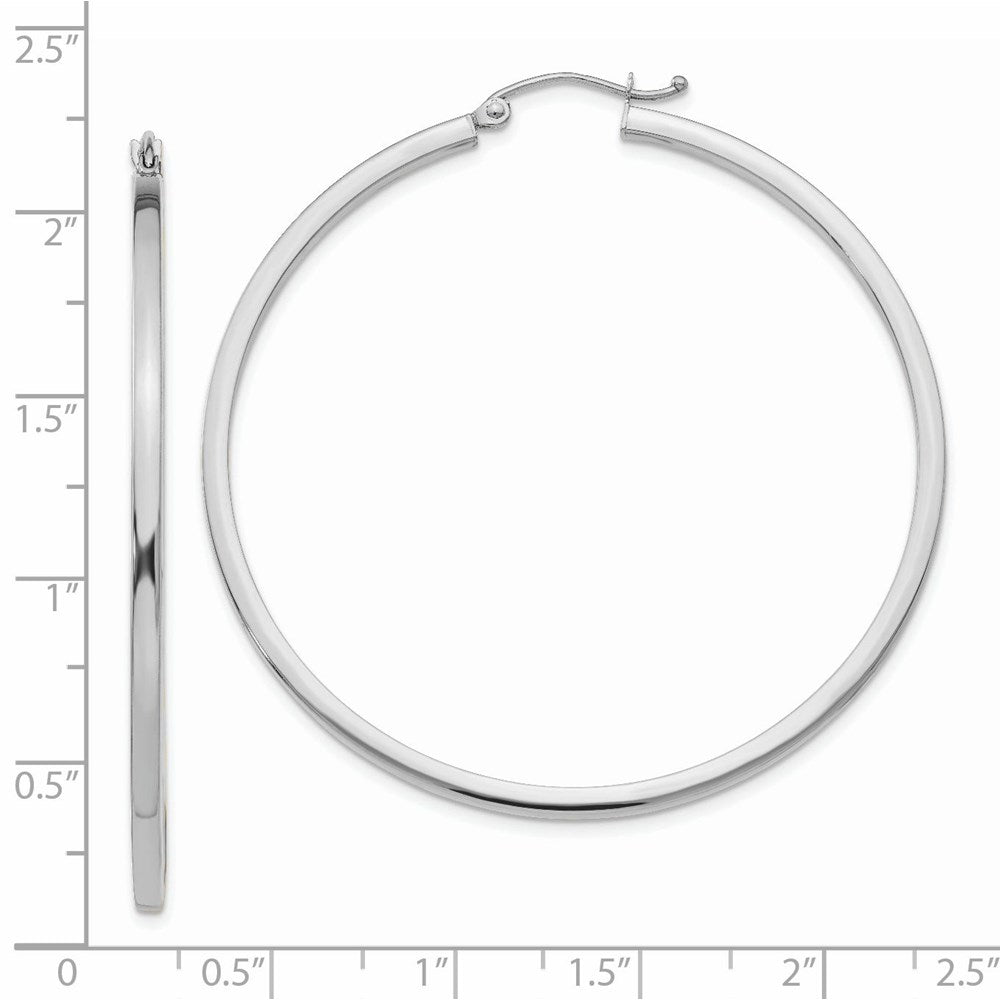 14K Weißgold 2mm Quadratisch Röhre Creolen