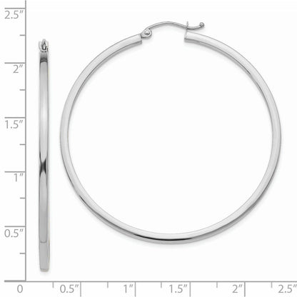 14K Weißgold 2mm Quadratisch Röhre Creolen