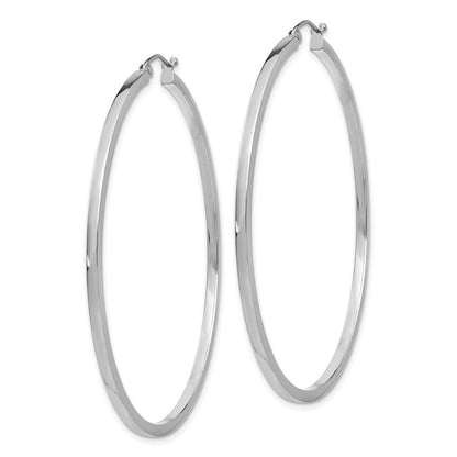 14K Weißgold 2mm Quadratisch Röhre Creolen
