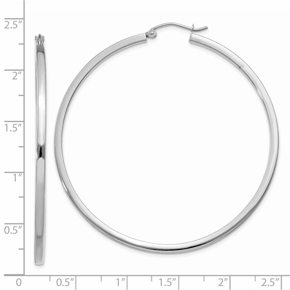 14K Weißgold 2mm Quadratisch Röhre Creolen