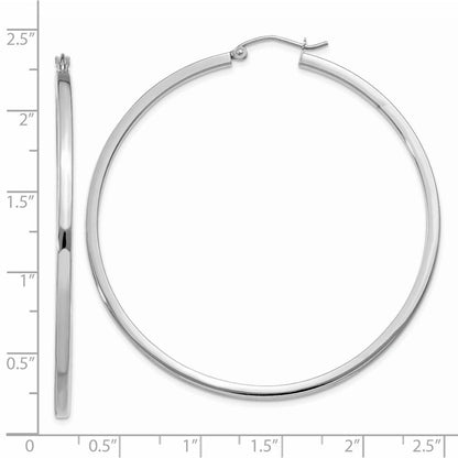 14K Weißgold 2mm Quadratisch Röhre Creolen