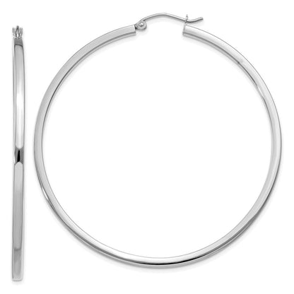 14K Weißgold 2mm Quadratisch Röhre Creolen