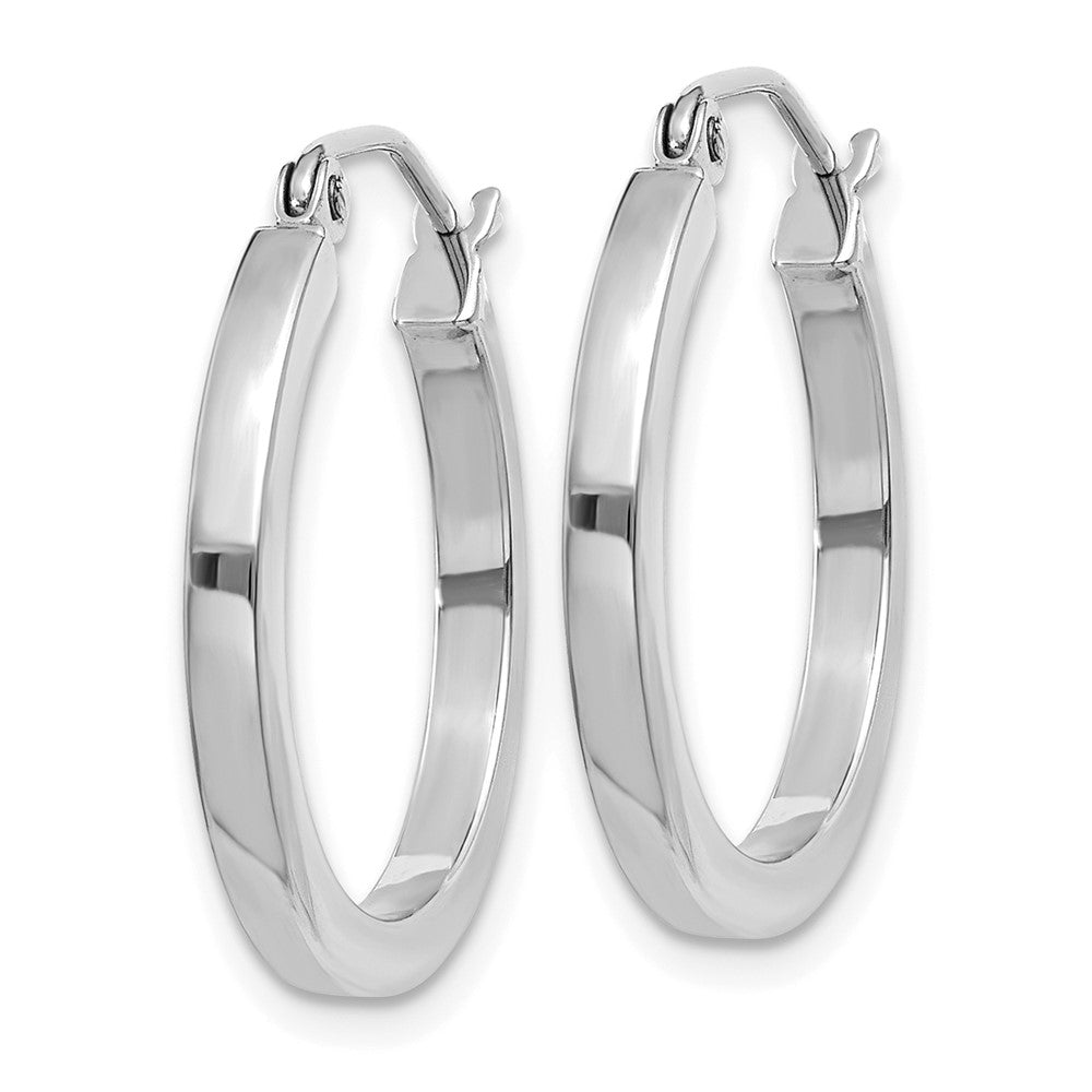 14K Weißgold 2mm Quadratisch Röhre Creolen