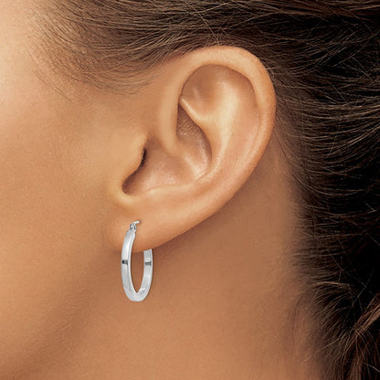 14K Weißgold 2mm Quadratisch Röhre Creolen