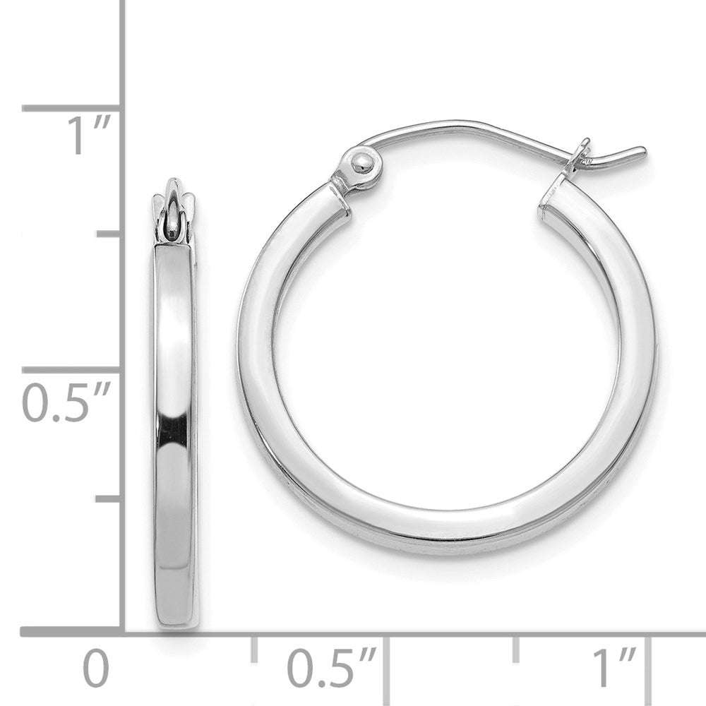 14K Weißgold 2mm Quadratisch Röhre Creolen