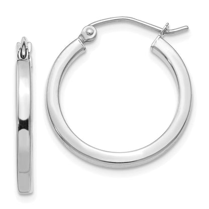 14K Weißgold 2mm Quadratisch Röhre Creolen
