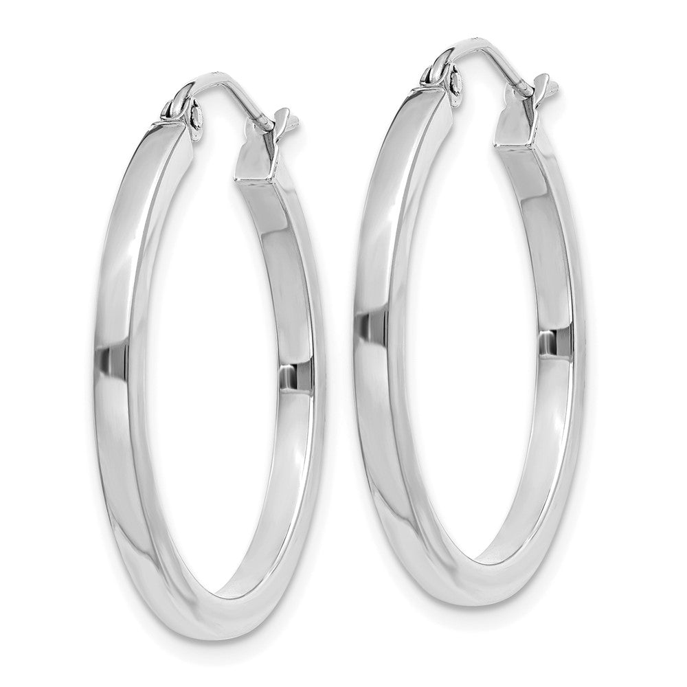 14K Weißgold 2mm Quadratisch Röhre Creolen