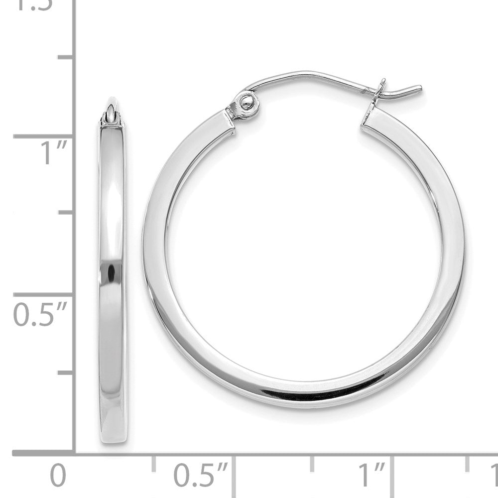 14K Weißgold 2mm Quadratisch Röhre Creolen
