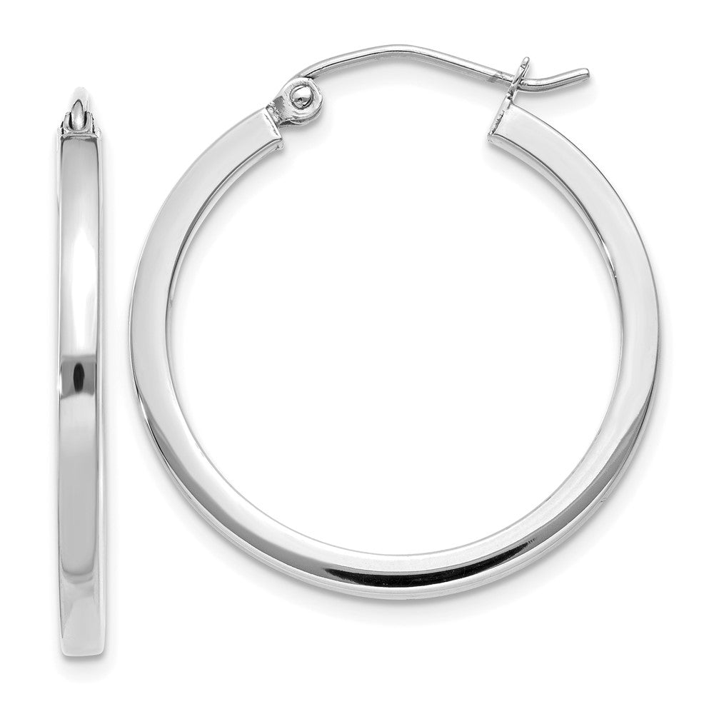 14K Weißgold 2mm Quadratisch Röhre Creolen