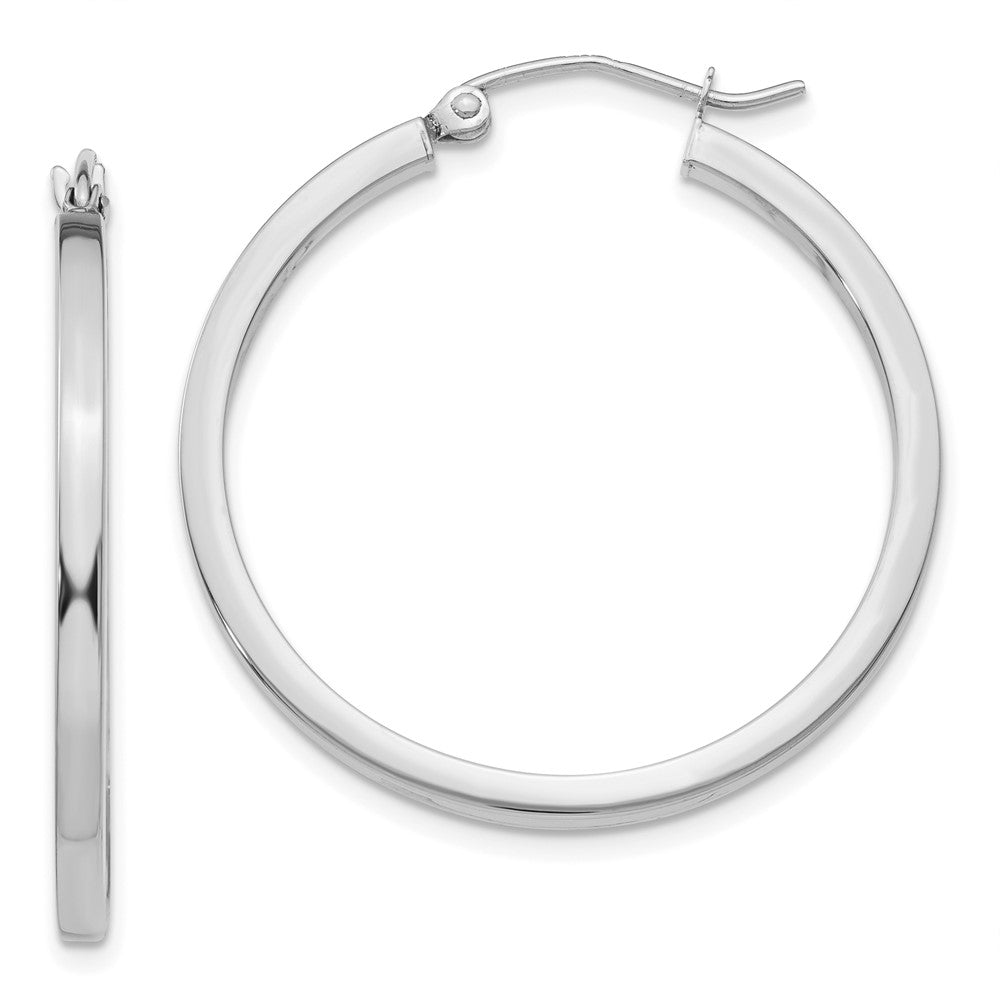 14K Weißgold 2mm Quadratisch Röhre Creolen
