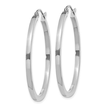 14K Weißgold 2mm Quadratisch Röhre Creolen