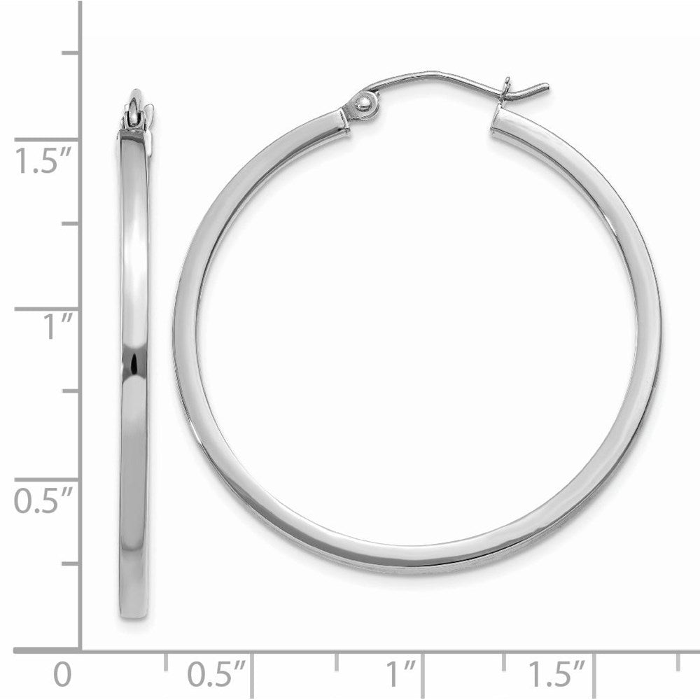 14K Weißgold 2mm Quadratisch Röhre Creolen