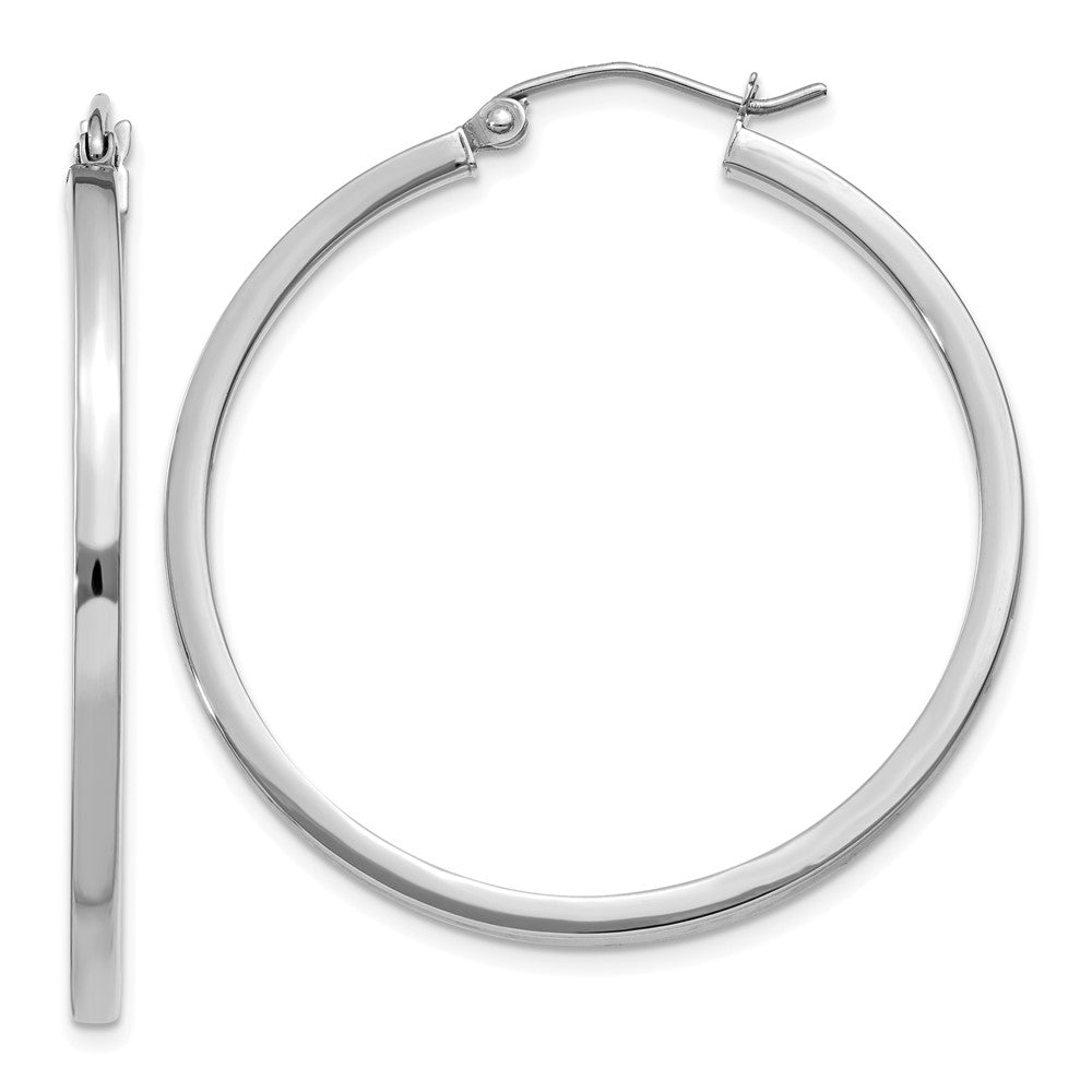 14K Weißgold 2mm Quadratisch Röhre Creolen