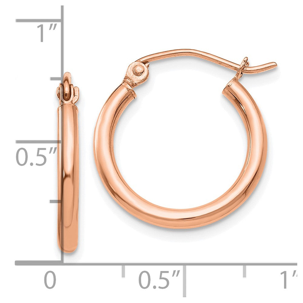 14K Roségold Poliert 2x17.5mm Leicht Röhre Creolen