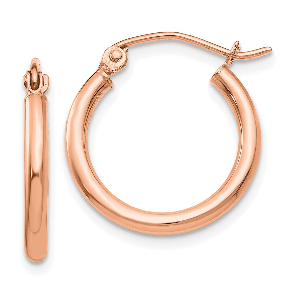 14K Roségold Poliert 2x17.5mm Leicht Röhre Creolen