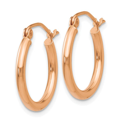 14K Gelbgold Poliert 2x17.5mm Röhre Creolen