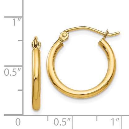 14K Gelbgold Poliert 2x17.5mm Röhre Creolen