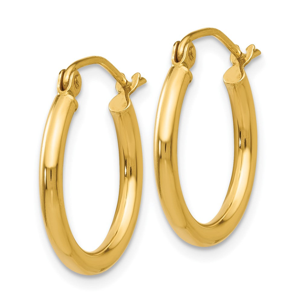 14K Gelbgold Poliert 2x17.5mm Leicht Röhre Creolen