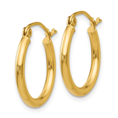 14K Gelbgold Poliert 2x17.5mm Leicht Röhre Creolen