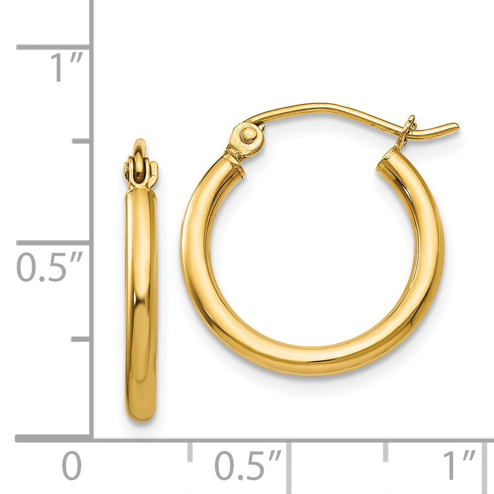 14K Gelbgold Poliert 2x17.5mm Leicht Röhre Creolen