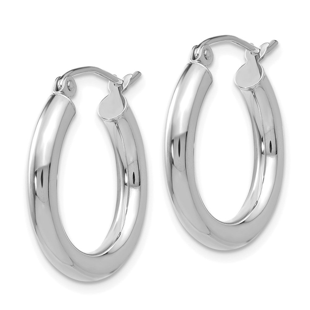 14K Weißgold Poliert 3mm Röhre Creolen