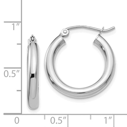 14K Weißgold Poliert 3mm Röhre Creolen