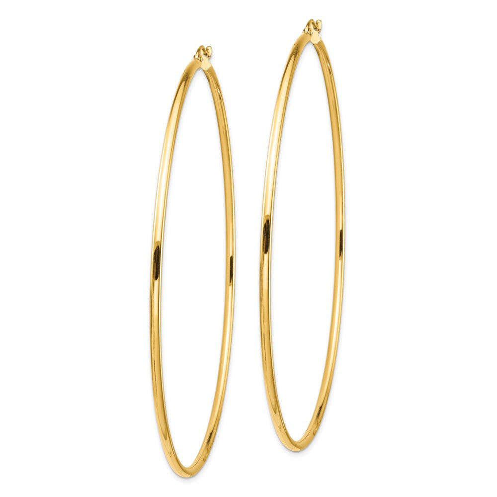 14K Gelbgold Poliert 2x80mm Rund Röhre Creolen
