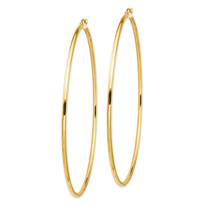 14K Gelbgold Poliert 2x80mm Rund Röhre Creolen