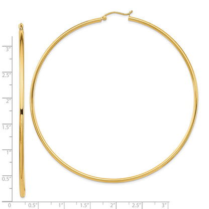 14K Gelbgold Poliert 2x80mm Rund Röhre Creolen