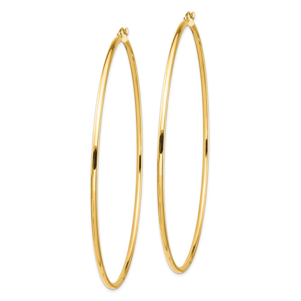 14K Gelbgold Poliert 2x80mm Leicht Rund Röhre Creolen