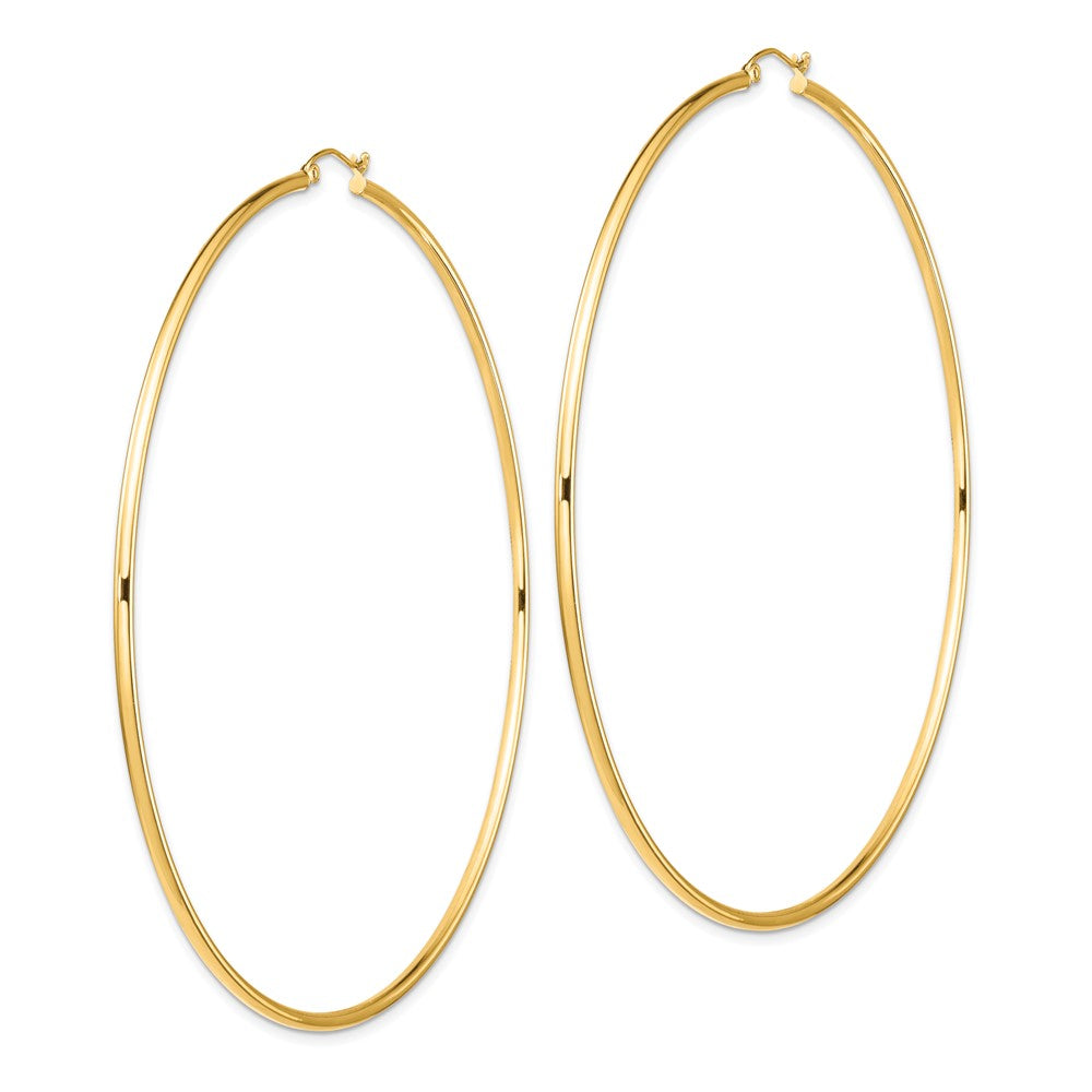 14K Gelbgold Poliert 2x90mm Rund Röhre Creolen